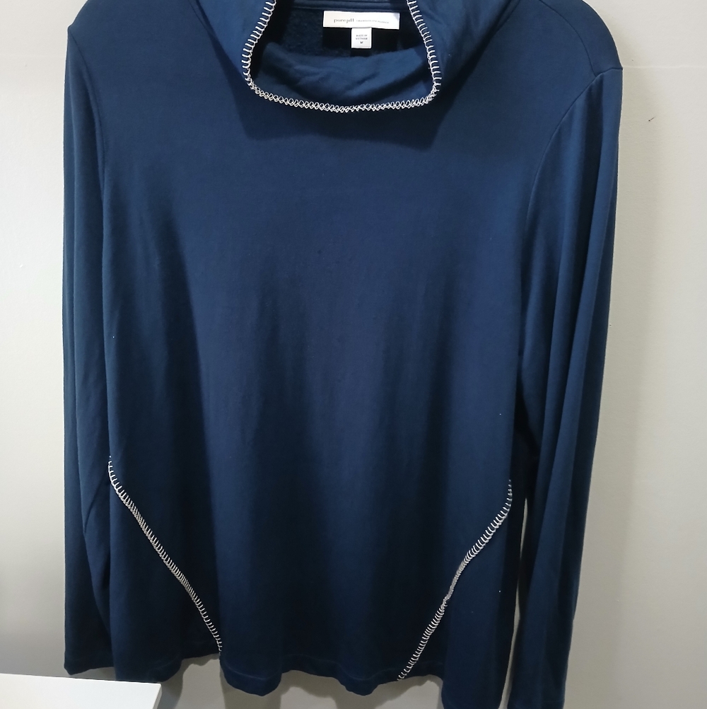 Pure Jill Tranquility Fleece, Women's M, Navy Blue With Ivory Detail